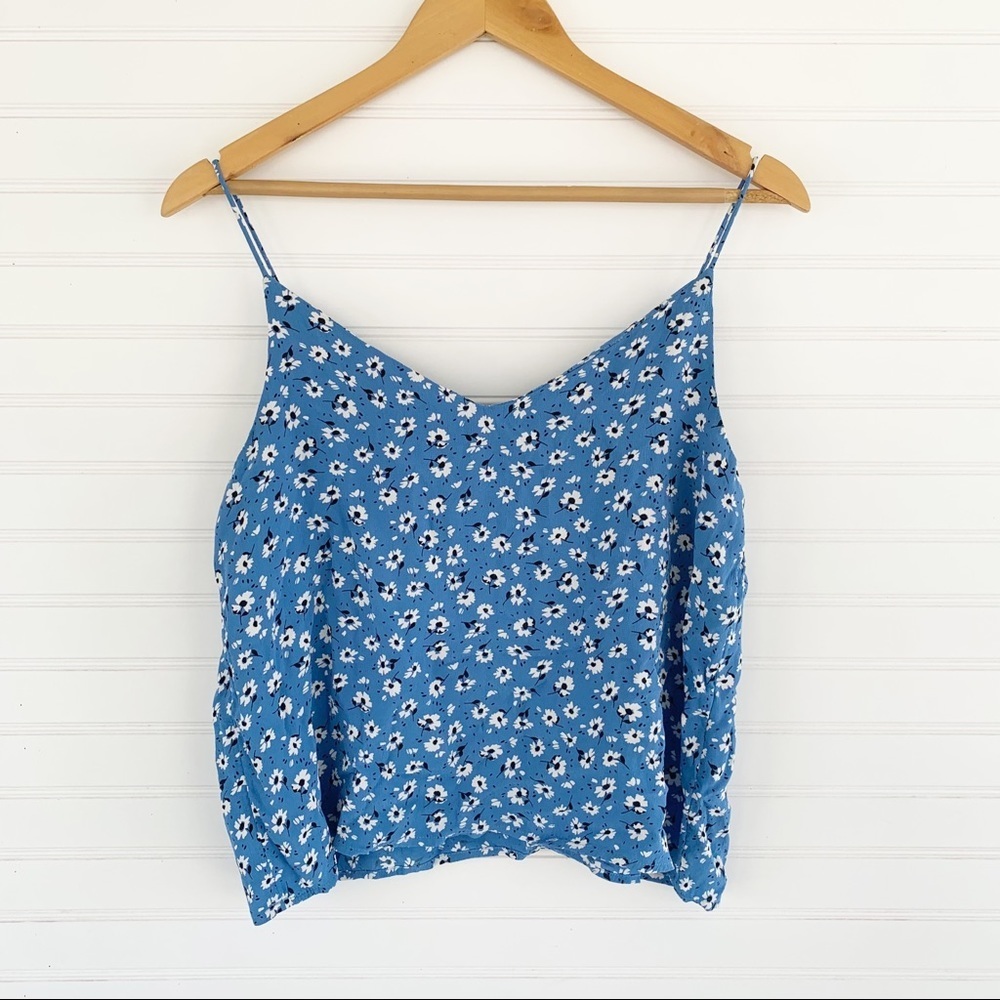 Cotton On Blue White Dainty Floral Tank Blouse Size M